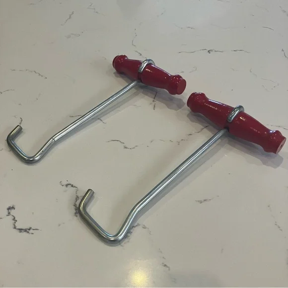 Vintage Wooden Handle Sturdy Metal Boot Strap Hook Puller 7" Long Mating Pair - Picture 6 of 11